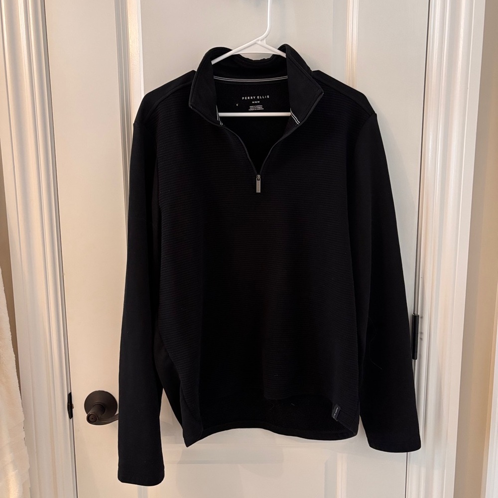 Perry Ellis Mens Quarter Zip Pullover Ribbed Sweater M Like New